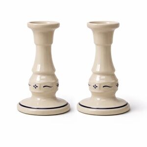 Longaberger Woven Traditions Blue Candlestick Holders Set of 2 – 5” Discontinued